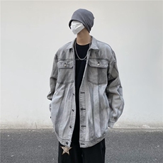 春季潮牌扎染设计牛仔外套男复古宽松高街百搭夹克衫W6460-P64，男装夹克，星座412-3