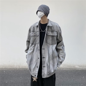 春季潮牌扎染设计牛仔外套男复古宽松高街百搭夹克衫W6460-P64