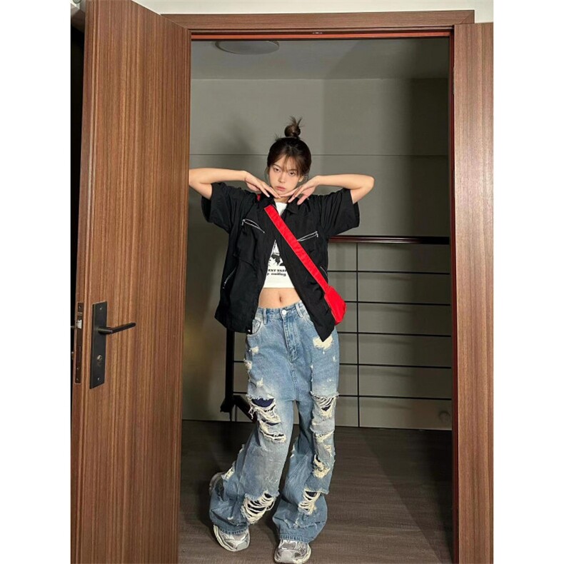 【网图】美式复古破洞牛仔裤男夏季水洗做旧vibe裤子Y9201WW-特48,男装牛仔裤,星座1007（原301D）
