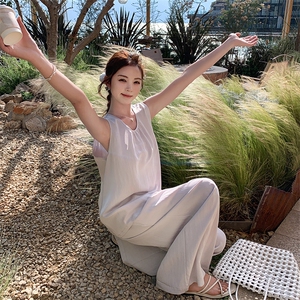 时尚休闲套装女气质套装夏季2025甜美俏皮无袖上衣两件套图片