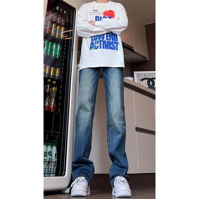 B221美式ins高街暗黑百搭修身微喇弹力牛仔裤LK24216-特P48控78，男装牛仔裤，电商B221