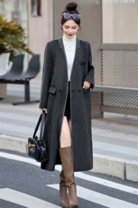 【现货主推款】25年冬装新款宽松舒适版型气质拼色羊绒大衣，女装羊绒大衣，尚娜萱