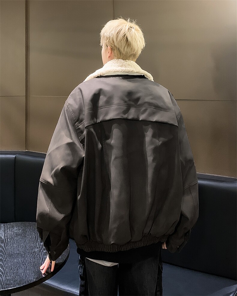 美式复古皮毛一体羊羔毛外套潮牌欧美街头棉服男款冬季hiphop棉衣,男装棉衣,星座410-6（原星座1304-1）
