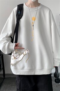 华夫格卫衣圆领卫衣男大码长袖t恤男外套 HW76013-P30加绒款-P40图片