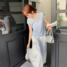 现货:夏装新款时尚百搭针织上衣半身裙两件套2C13-8852P135K208，女装套装/套裙，2C135