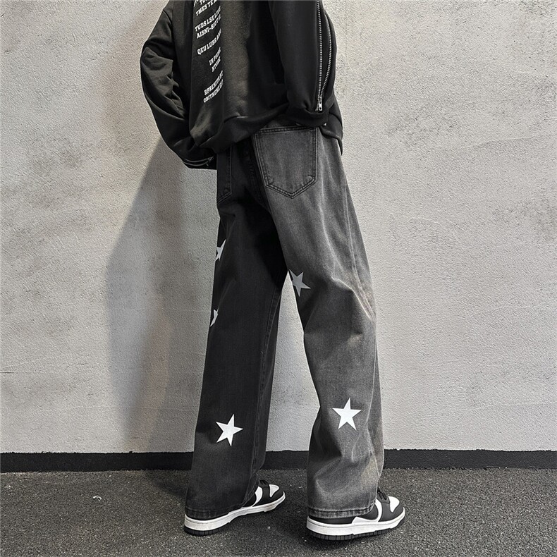 k1069-p55-控78M-5XL现货宽松cleanfit牛仔裤港风高阶黑暗牛仔,男装牛仔裤,星座116