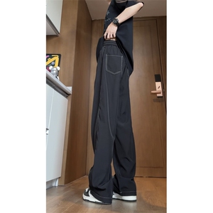 夏季薄款凉感冰丝裤明线弯设计感男女百搭宽松休闲裤310A-818-P20图片