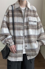 8XL-M特大码长毛呢外套男秋季翻领马海毛衬衫夹克上衣JK1305P70，男装夹克，电商D206-1