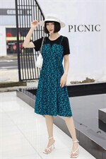 ［现货］假两件碎花连衣裙，补单款，你值得拥有！，女装连衣裙，友一有二