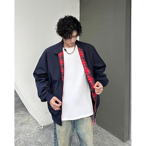8XL-M美式复古棒球服外套男特大码潮牌双拉链立领夹克衫JK005P85图片