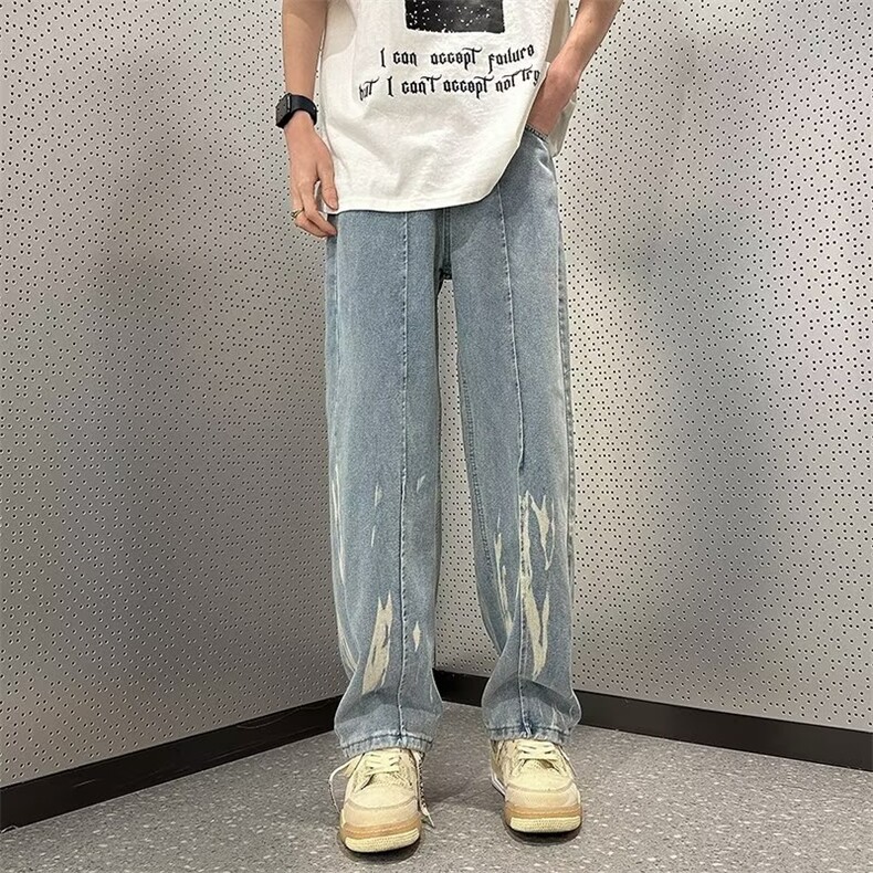 高街牛仔裤男韩版潮流染色2023秋夏季ins宽松百搭长裤RK912-P43,男装牛仔裤,星座412-3