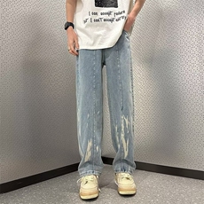 高街牛仔裤男韩版潮流染色2023秋夏季ins宽松百搭长裤RK912-P43，男装牛仔裤，星座412-3