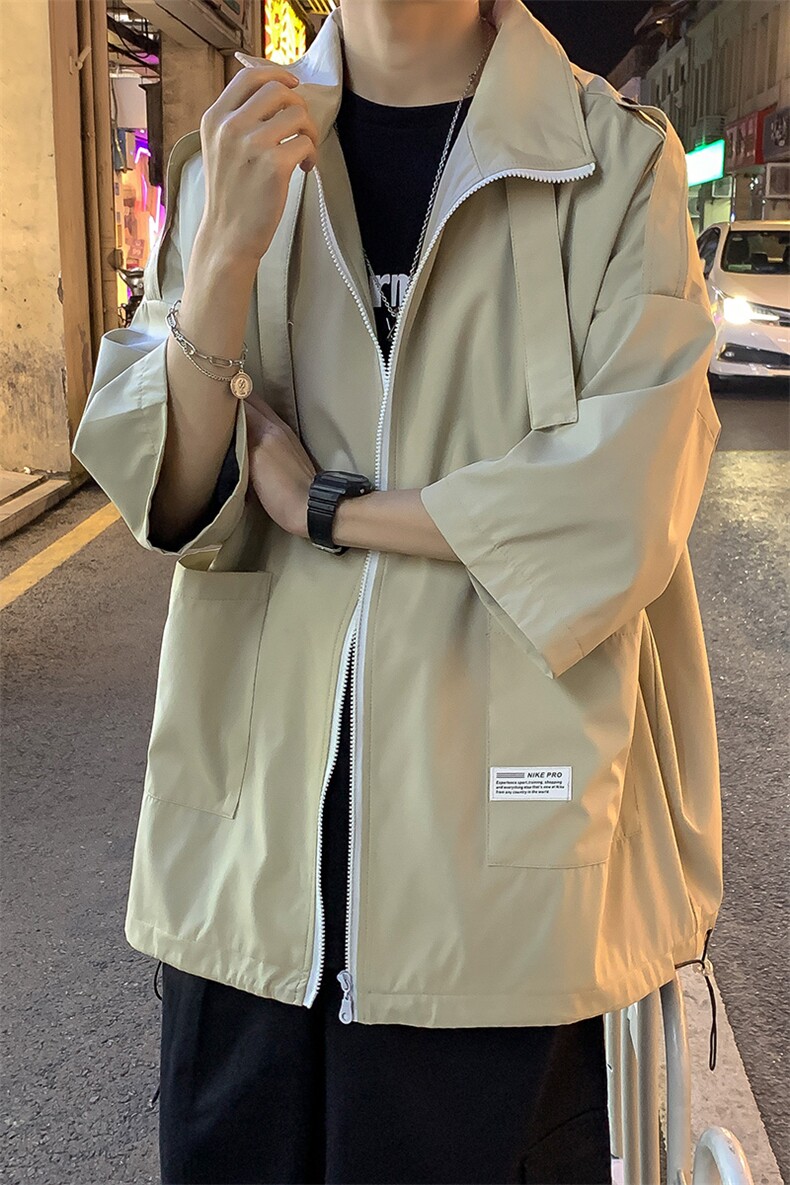 薄款夹克男女潮ins宽松百搭外套韩版潮流慵懒风七分袖上衣J12,男装夹克,电商A320A