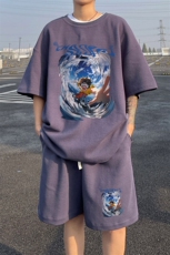 ！2025夏季新款男士华夫格短袖套装百搭一套HTZ81P50，男装T恤，电商B220