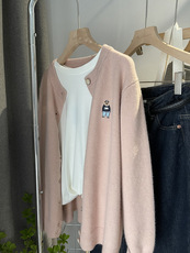 25早春新款学院风羊毛针织开衫外套女圆领设计感洋气减龄打底外穿，女装针织衫/毛衣，美莎羊绒