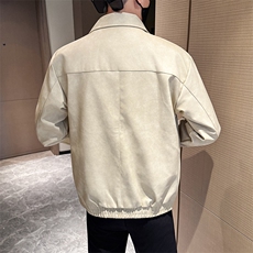 潮流皮衣外套男春秋季复古百搭拉链宽松机车服pu皮夹克潮JK2590，男装夹克，星座301B-1