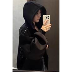 连帽开衫卫衣男秋季重磅短款铆钉设计感廓形正肩外套WA03，女装短外套，星座1116A（原606A-3）