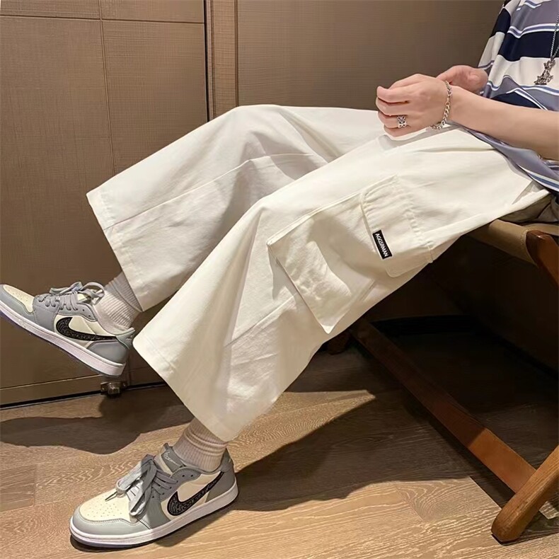 日系工装裤男夏季潮牌ins港风休闲九分裤痞帅宽松直筒裤GK270-p30图片