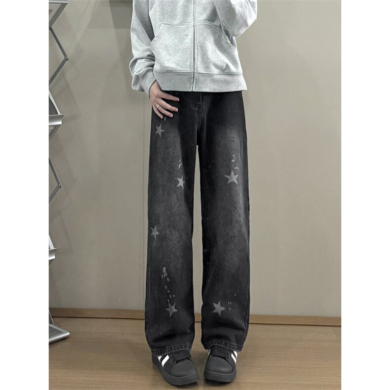 B221美式ins高街修身五角星微喇牛仔裤LK25580-特P45控78，男装牛仔裤，电商B221