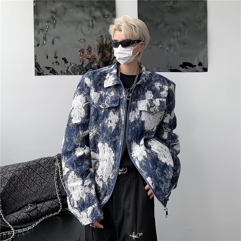 春秋季轻奢风高级感印花夹克衫男痞帅小众设计感炸街外套JK8535,男装夹克,星座1116A-1（原606A）