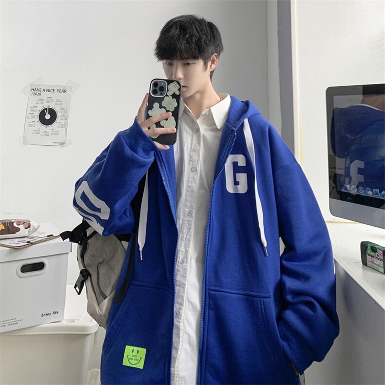 宽松潮港风卫衣春秋情侣外套连帽开衫加厚印字母卫衣A2018-A18P75，男装卫衣，星座1109-2