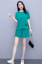 休闲运动套装女夏装2025新款韩版时尚短袖长裤纯棉宽松卫衣两件套，女装套装/套裙，凯瑟曼