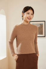 时尚百搭秋冬女士半高领全羊绒绞花毛衣，女装羊绒衫，澳冬特羊绒