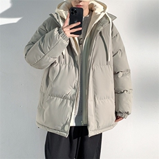 冬季青少年连帽假两件外套加绒加厚休闲简约棉衣棉服5303-P85，男装棉衣，电商B306