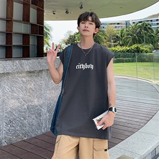 夏季港风t恤男宽松大码纯棉运动背心坎肩潮牌无袖BX003P25，男装背心/马甲，星座1204-3