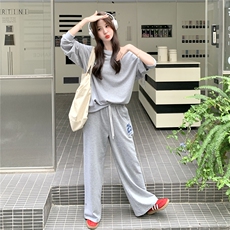 【现货】长袖露肩数字卫衣长裤两件套2C327-9902-P160-K238，女装套装/套裙，2C327