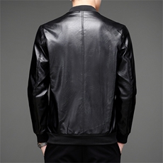 AWA605钱塘2020-3中年男士秋季薄款商务休闲简约皮衣夹克P52，男装皮衣，钱塘207-3