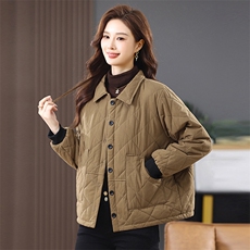 棉服女短款2024年新款秋冬轻薄棉服时尚菱格小棉袄夹棉外套，女装棉衣/棉服，涵誉