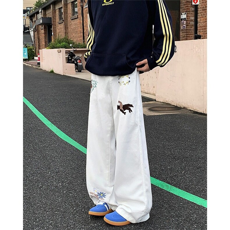 美式高街vibe风裤子欧美痞帅刺绣印花高级感牛仔裤S6007P45,男装牛仔裤,星座1116-2