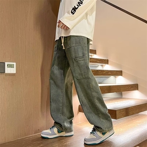牛仔裤男秋季潮大码休闲裤子高街N1763P45