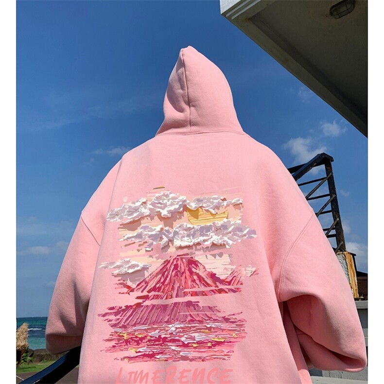 直播品质340克重磅纯色华棉美式卫衣连帽印花大码XZ517A-BK12320,男装卫衣,星座517A