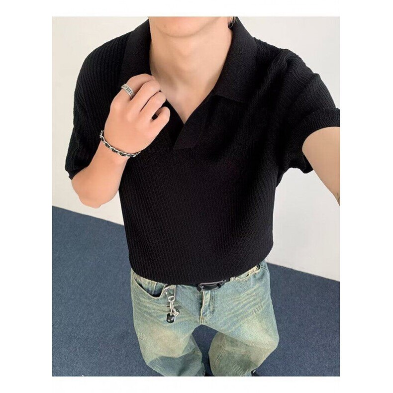 男夏装港风宽松POLO衫小众设计感趣味新款男装上衣HK506P48,男装Polo衫,星座1013-1