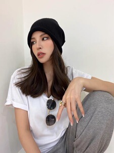 秋冬新款羊绒帽子女毛线针织百搭保暖包头帽图片