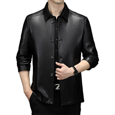 皮衣男士中年爸爸装外套皮夹克中老年人秋冬季保暖上衣服帅气外套，男装皮衣，电商B212（原钱塘6029）