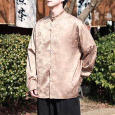 新款新中式风衬衫盘扣提花小衫CS01-P75控98，男装衬衫，电商A021