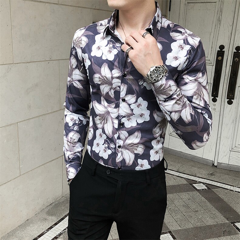 312A-5-273-P55长袖高级感秋季休闲英伦发型师韩版纯色男士衬衣,男装衬衫,星座312A-5