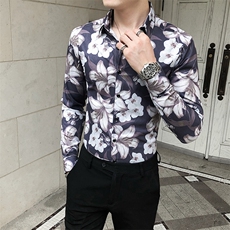 312A-5-273-P55长袖高级感秋季休闲英伦发型师韩版纯色男士衬衣，男装衬衫，星座312A-5