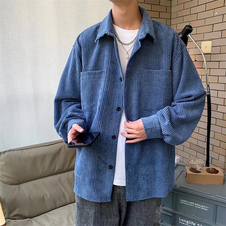 华夫格外套男新款潮流春秋宽松ins高街痞帅休闲衬衫夹克CS673-P48,男装衬衫,星座1008