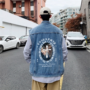 马甲男高级感痞帅青少年休闲秋 款美式高街宽松工装马甲MJ133-P68图片