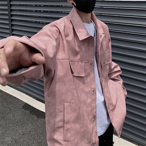 港风高街痞帅男装外套美式短款潮牌工装皮衣夹克DSA157B-J230-P90图片