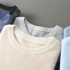 时尚男士羊毛衫平面芝麻点虚提双色圆领高品质保暖毛衣，男装羊绒套衫，台绒羊绒