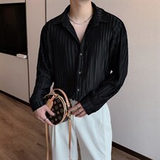 韩版网红褶皱面料轻奢小众高级设计感衬衫男痞帅衬衣潮-CS289-P58，男装衬衫，电商B267