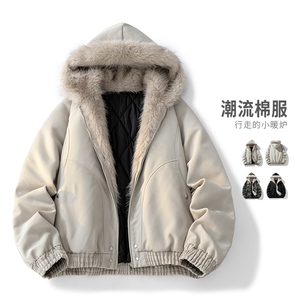 美式复古座山雕棉服男款冬季加厚保暖毛领棉衣外套MY2519-P98图片