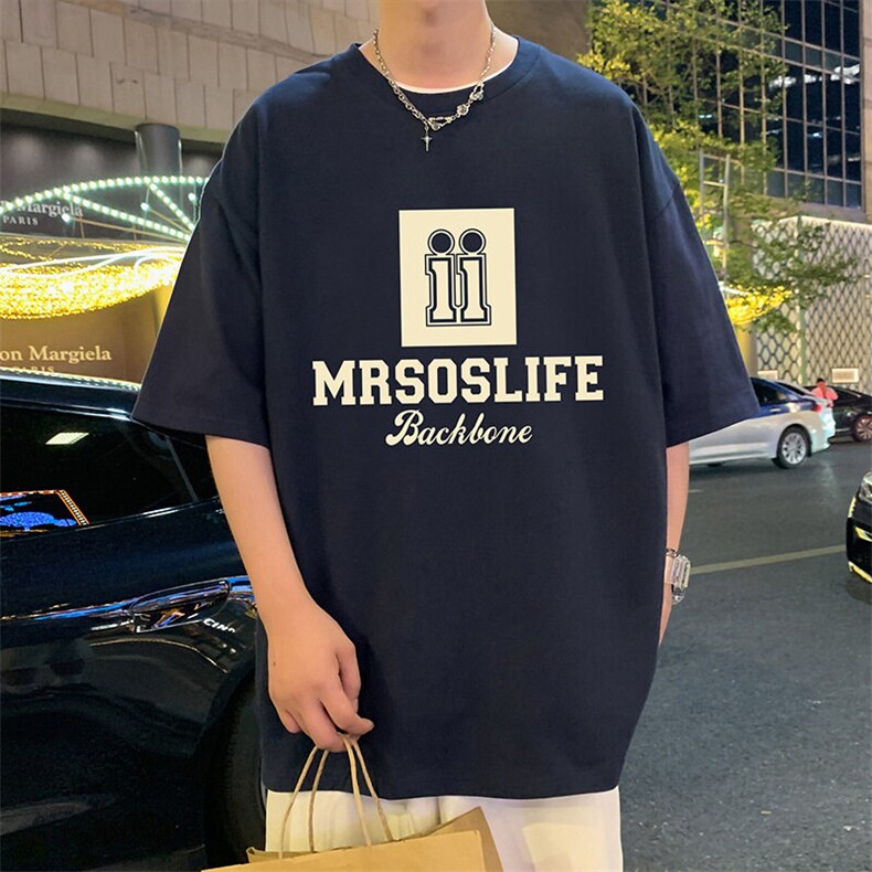 T761大码宽松纯棉运动圆领体恤衫oversize短袖T恤男重磅T,男装T恤,星座304A-1