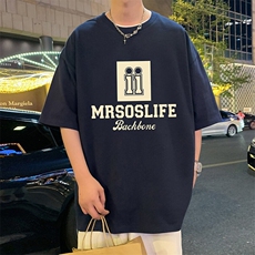 T761大码宽松纯棉运动圆领体恤衫oversize短袖T恤男重磅T，男装T恤，星座304A-1