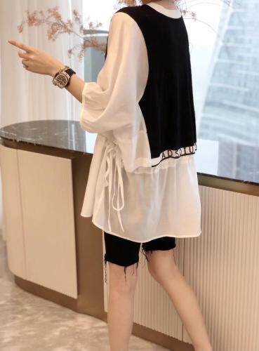 2021新款法式拼接小衫，女装，雪儿伊秀